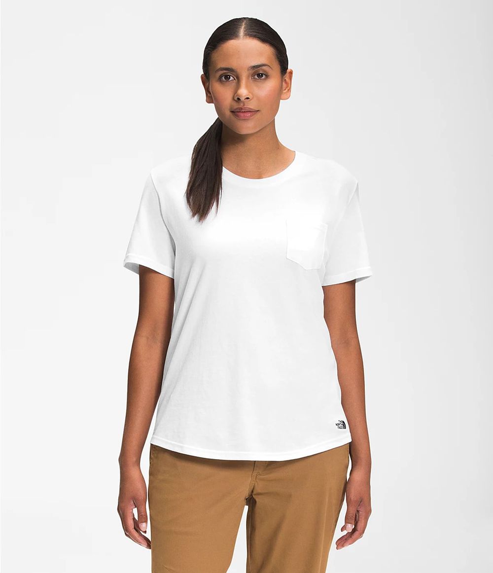 The North Face Kurzer Ärmel Woodmont Pocket T-Shirts Damen - Weiß CH-130VUVE